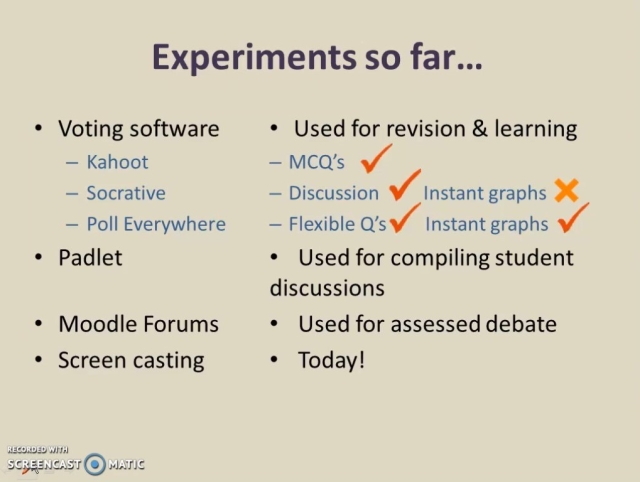 Slide describing what technology Zoe has used